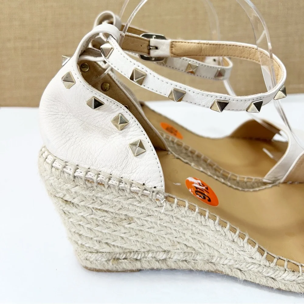 Anthropologie Maypol Ankle Strap Studded Leather Espadrille Sandals Size 9.5